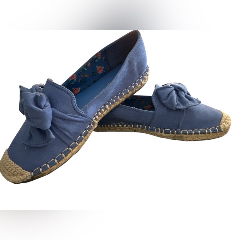 Bandolino Haryper Blue Denim Espadrille Flats with Bow NWOT